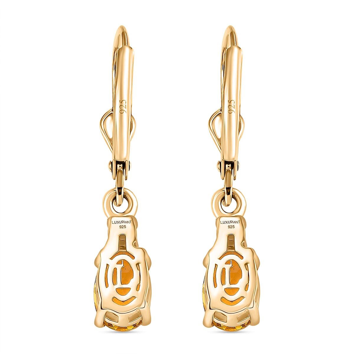 Luxuriant Heliodor & Lab Grown Diamond (SI-GH) Lever Back Earring in 18K Vermeil Yellow Gold Plated Sterling Silver 1.49 Ct.