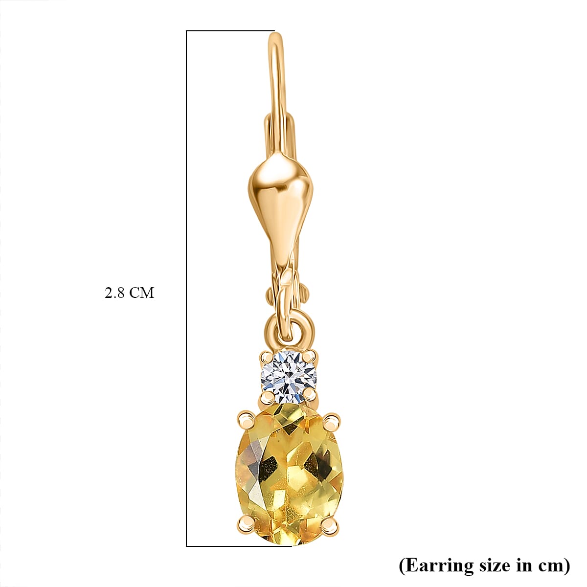 Luxuriant Heliodor & Lab Grown Diamond (SI-GH) Lever Back Earring in 18K Vermeil Yellow Gold Plated Sterling Silver 1.49 Ct.