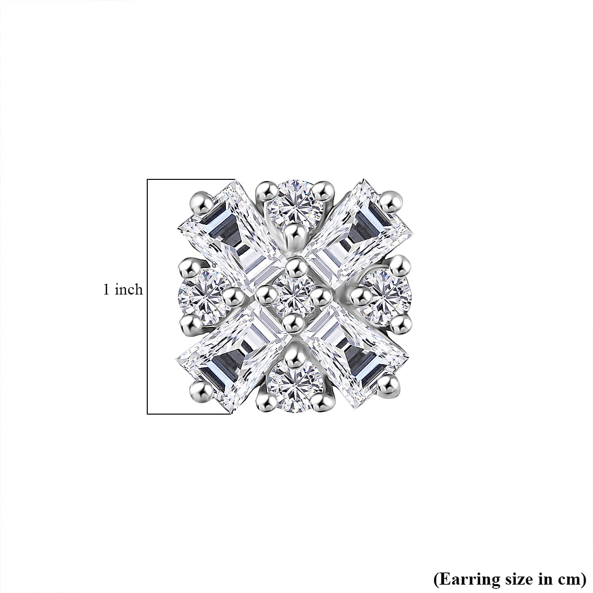D'Joy Moissanite Solitaire Stud Push Post Earring in Rhodium Overlay Sterling Silver 1.90 Ct.