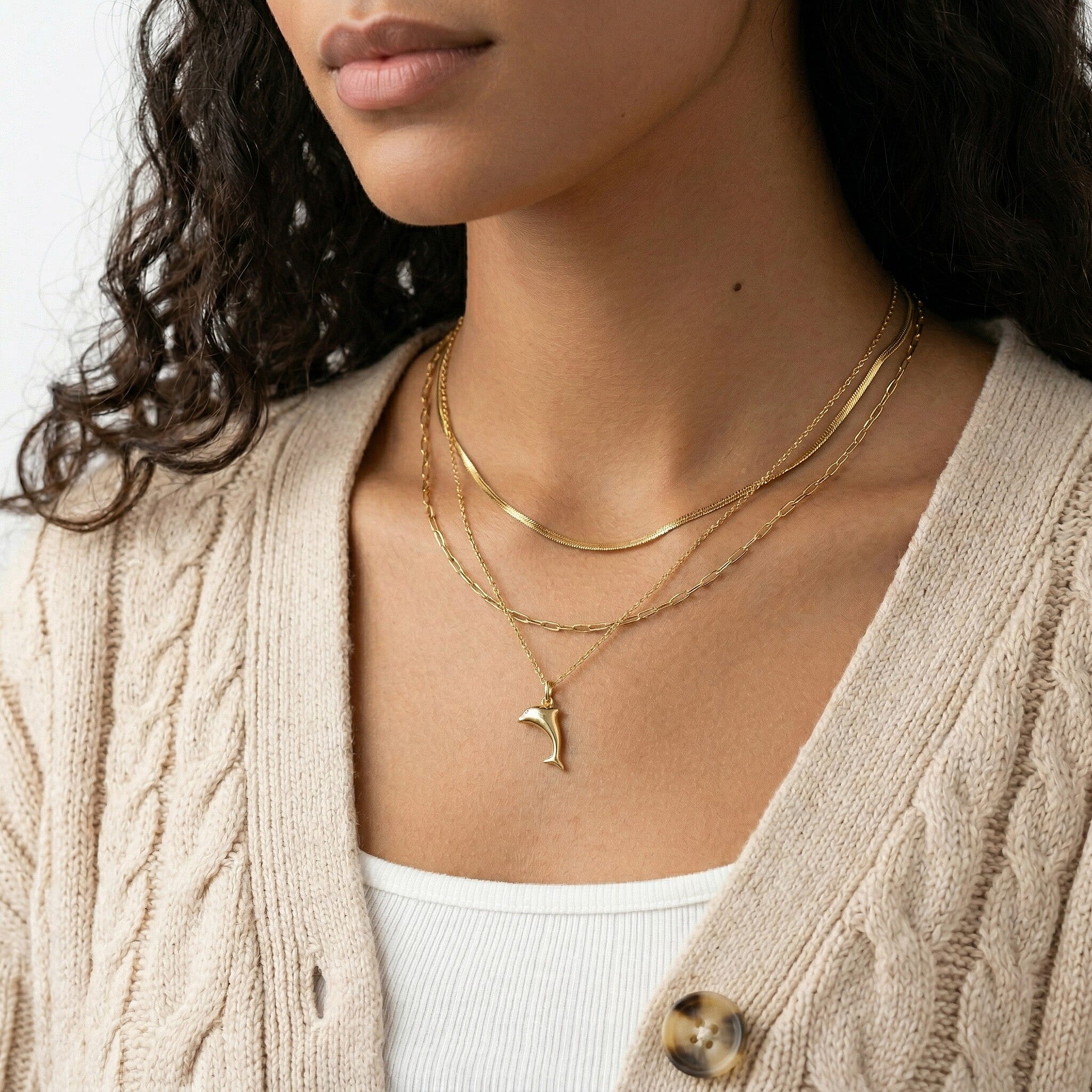 9K Yellow Gold Dolphin Pendant