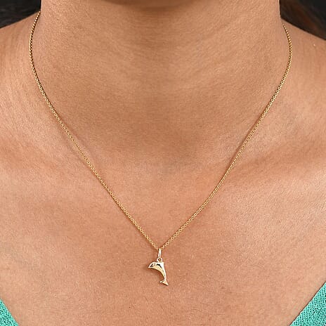 9K Yellow Gold Dolphin Pendant