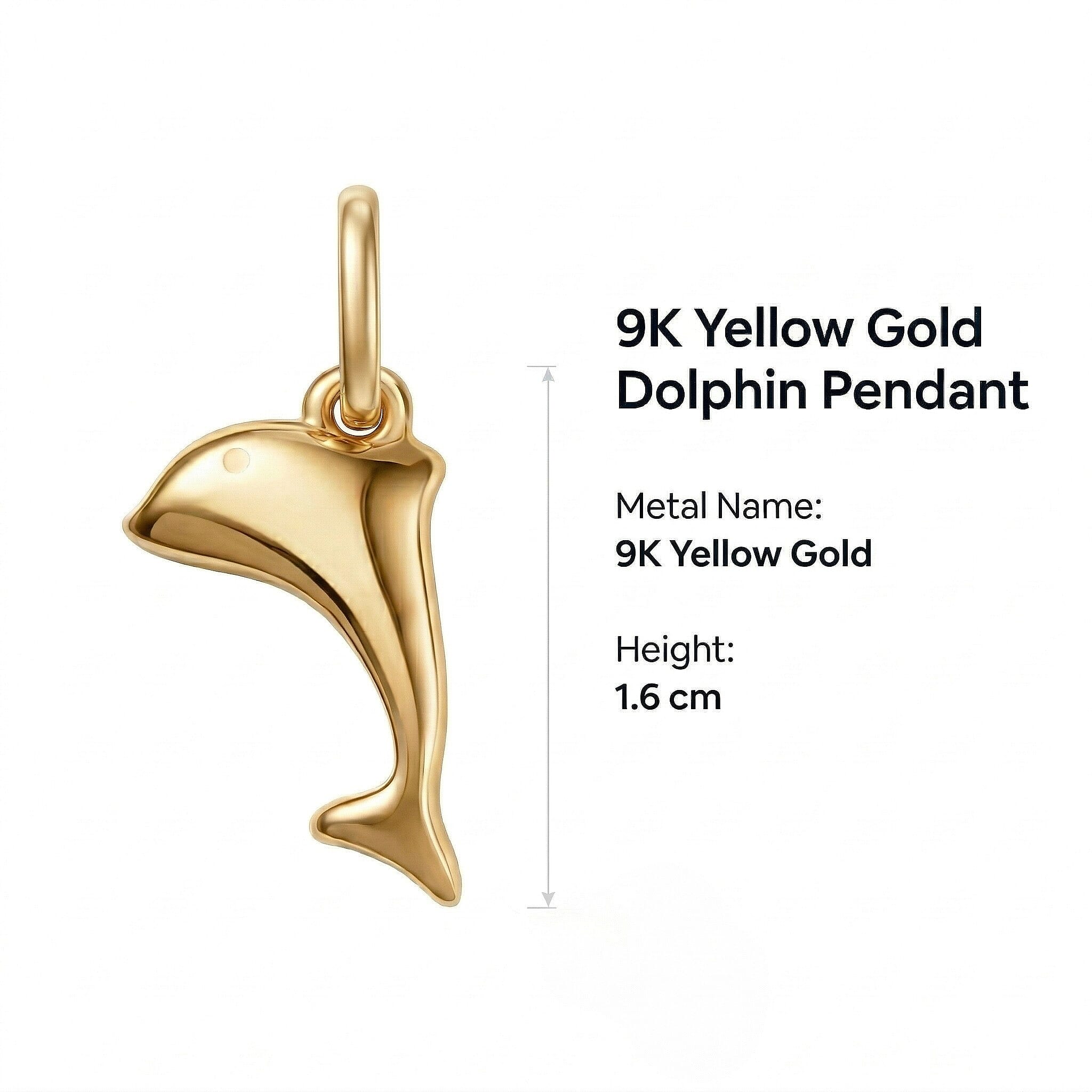 9K Yellow Gold Dolphin Pendant