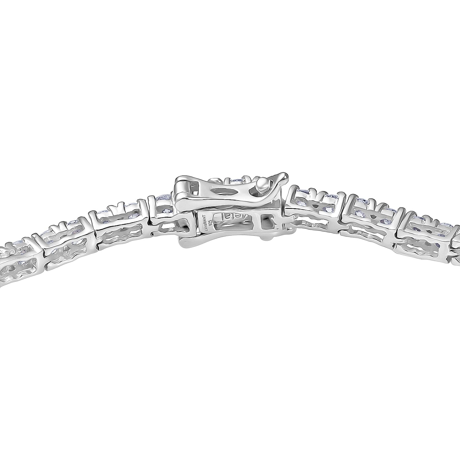 Luxuriant Lab Grown Diamond (SI-GH) Cluster Bracelet (Size 7.5) with GB Lock Box in Rhodium Overlay Sterling Silver 3.00 Ct, Silver Wt. 5.42 Gms.