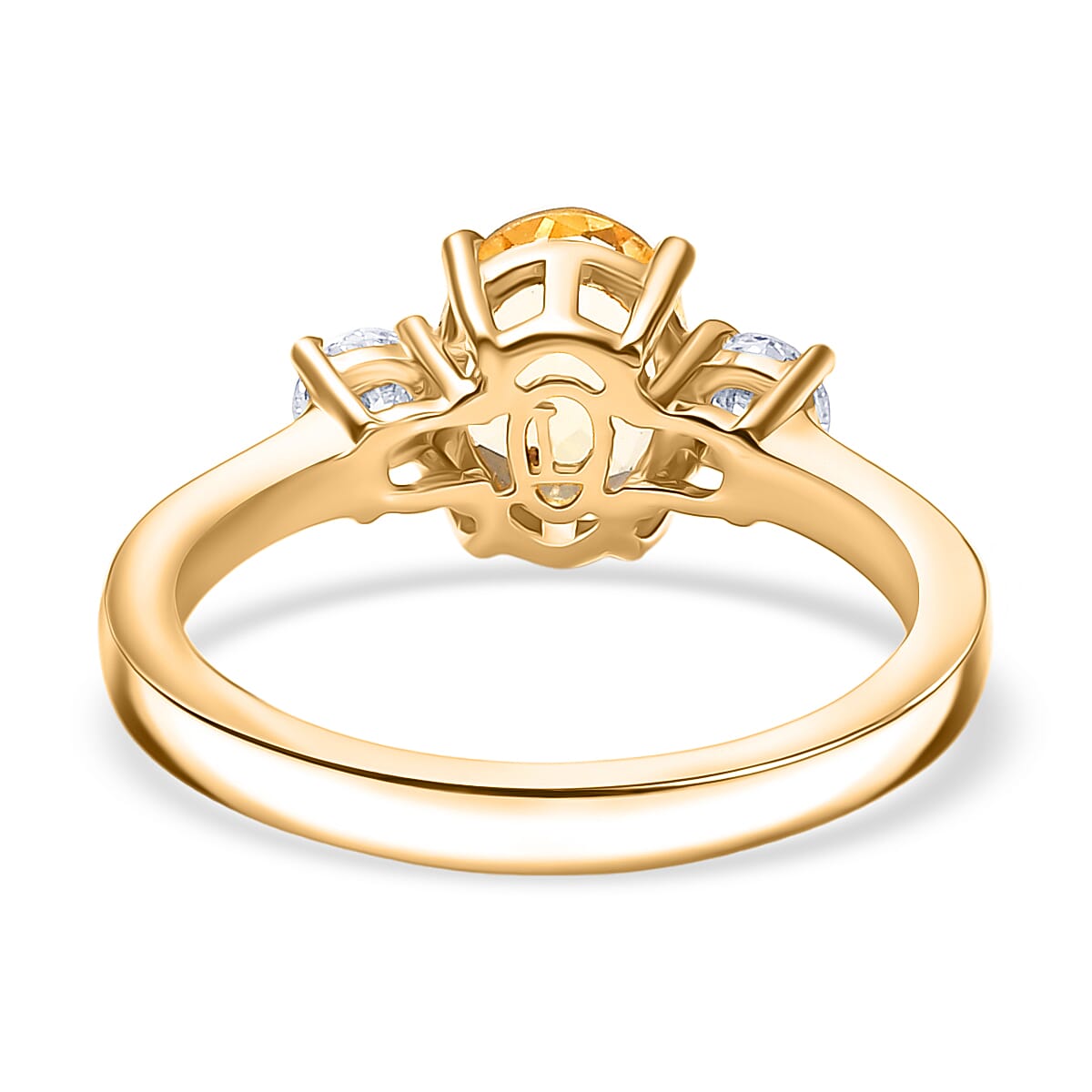 Luxuriant Heliodor & Lab Grown Diamond (SI-GH) Ring in 18K Vermeil Yellow Gold Plated Sterling Silver 1.44 Ct.