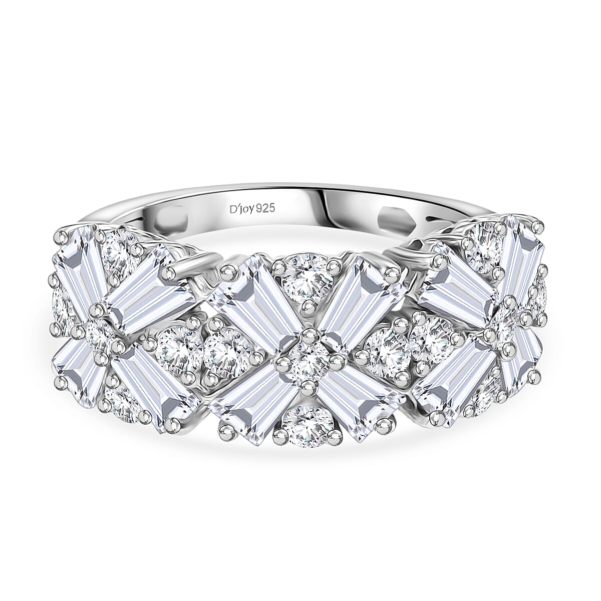 D'Joy Moissanite Ring in Rhodium Overlay Sterling Silver 2.85 Ct.