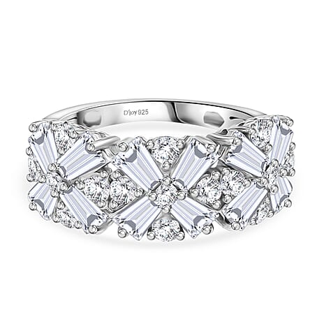D'Joy Moissanite Ring in Rhodium Overlay Sterling Silver 2.85 Ct.