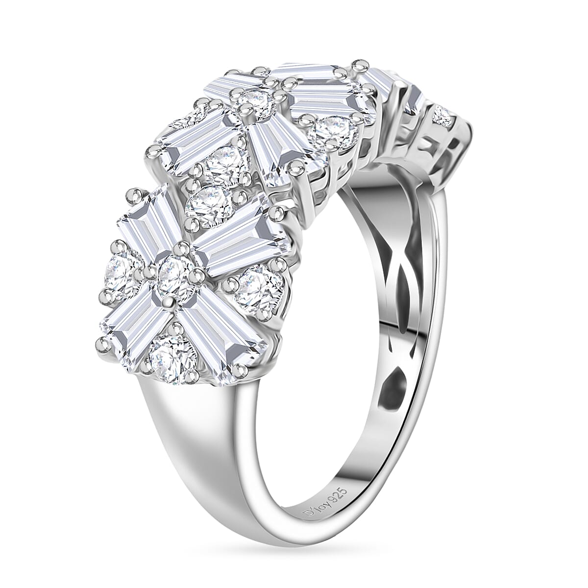 D'Joy Moissanite Ring in Rhodium Overlay Sterling Silver 2.85 Ct.
