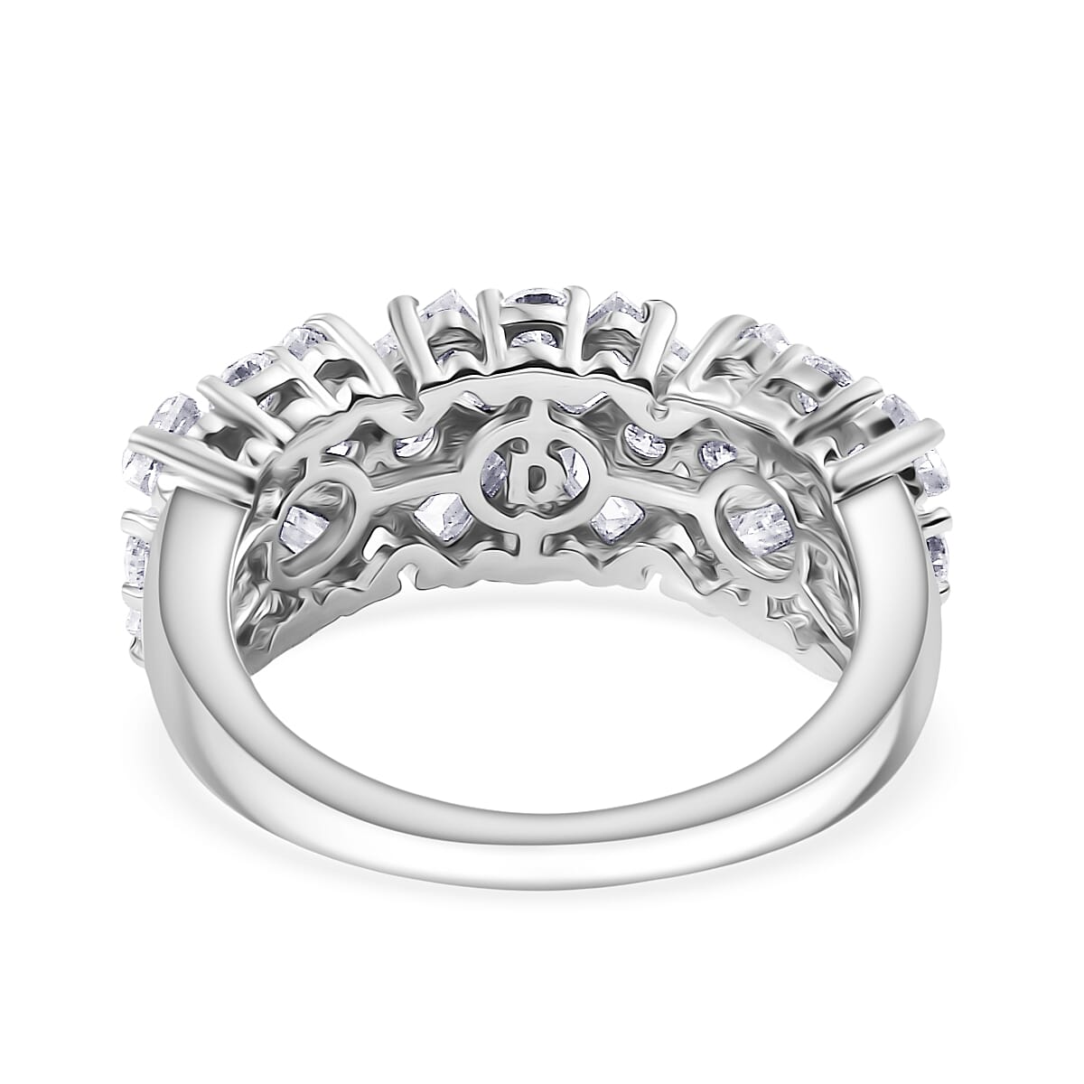 D'Joy Moissanite Ring in Rhodium Overlay Sterling Silver 2.85 Ct.