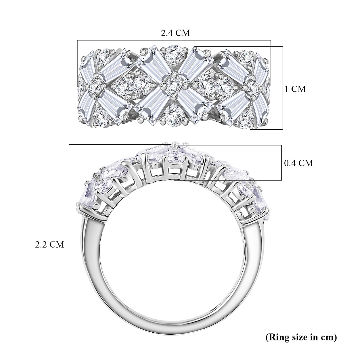 D'Joy Moissanite Ring in Rhodium Overlay Sterling Silver 2.85 Ct.