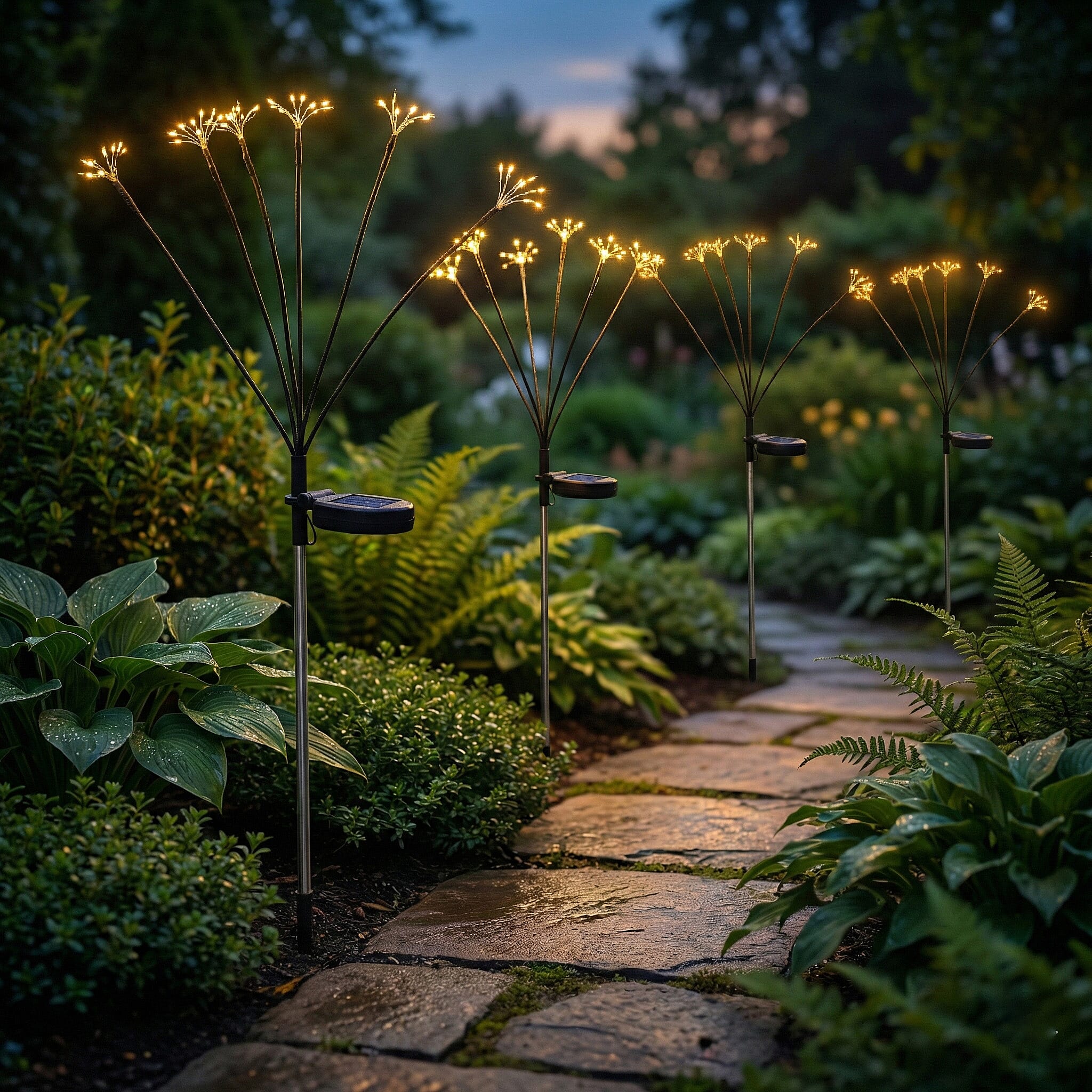 Set of 4 - LIVMORE Outdoor Solar Flower Lights