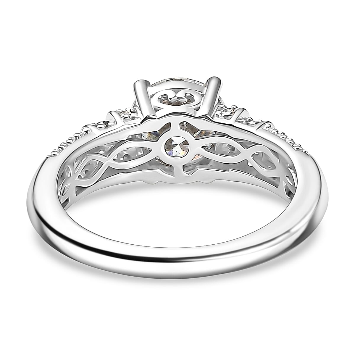 D'Joy Moissanite & Multi Sapphire Ring in Rhodium Overlay Sterling Silver 1.79 Ct.