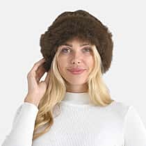 LA MAREY Faux Fur Leopard Print Hat (One Size) - Brown