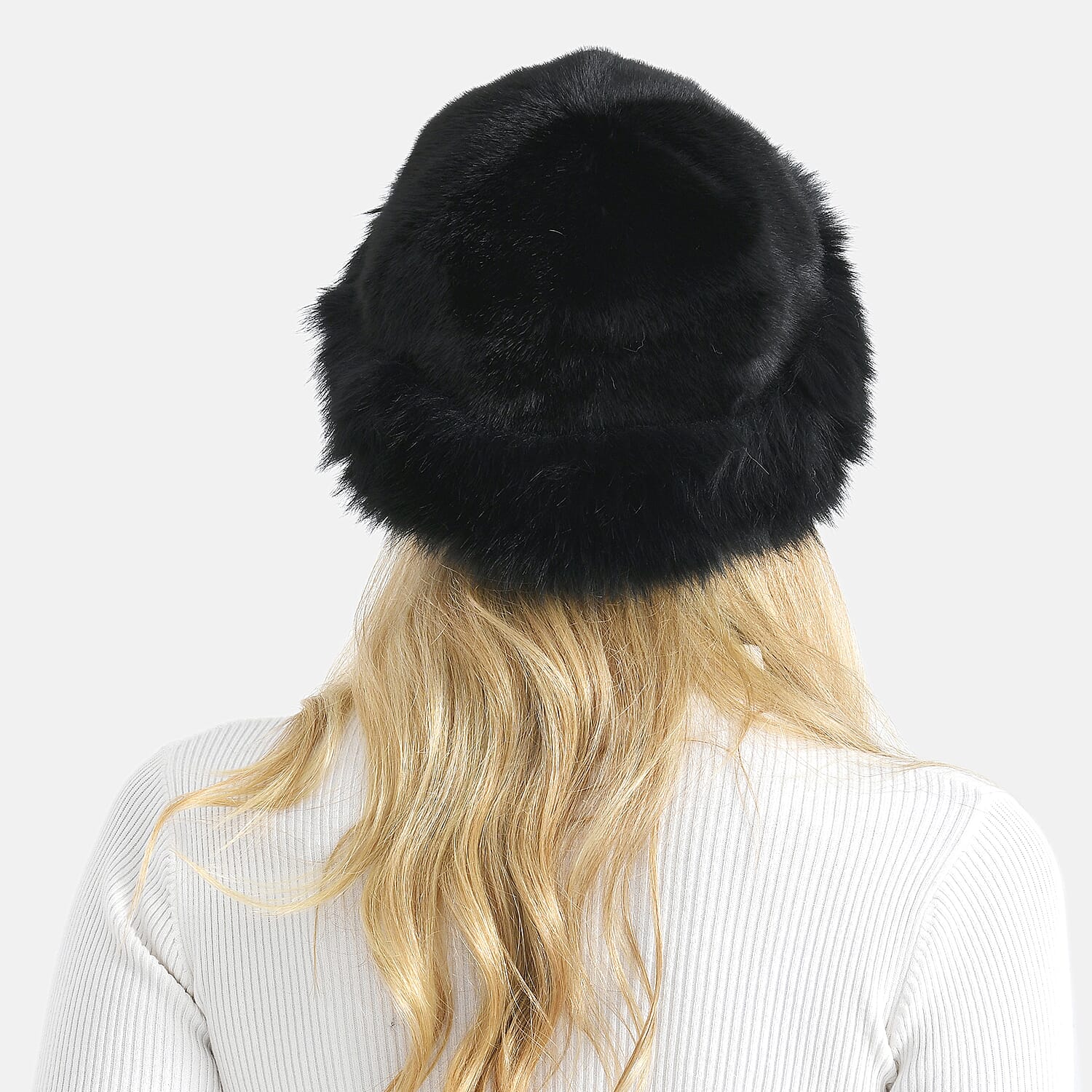 LA MAREY Luxury Reversible Faux Fur Hat (One Size) - Black