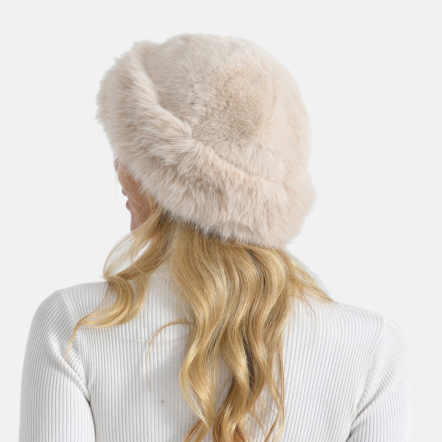LA MAREY Faux Fur Hat (One Size) - Beige