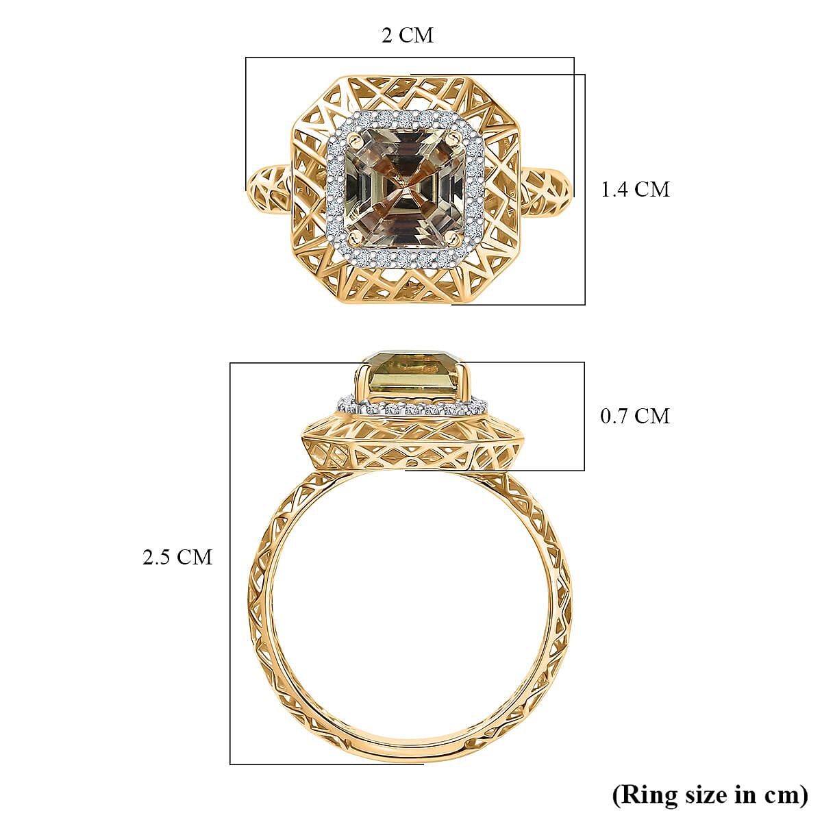9K Yellow Gold AA Turkizite & White Diamond (I2-GH) Ring 2.18 Ct.