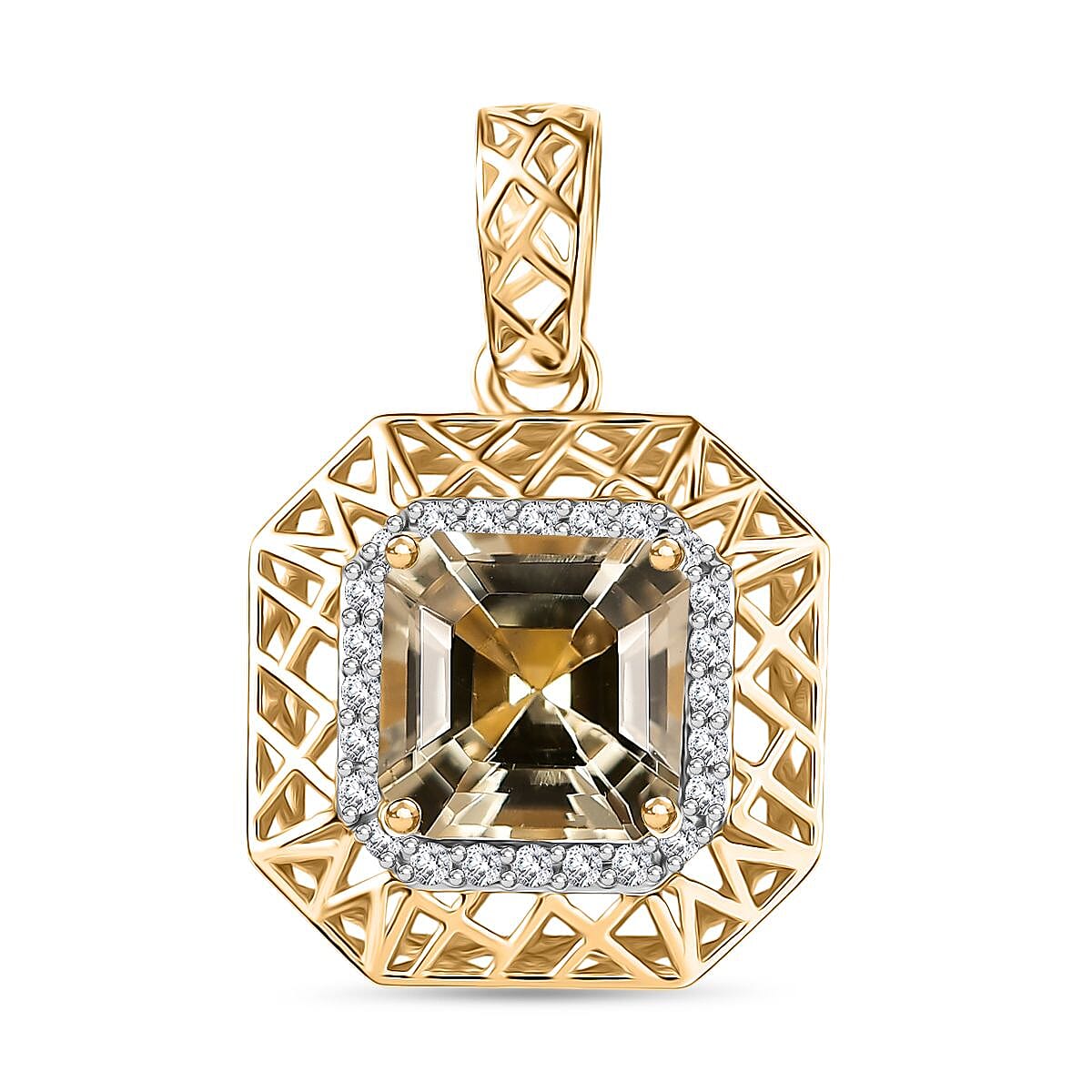 9K Yellow Gold AA Turkizite & White Diamond (I2-GH) Pendant 2.24 Ct.