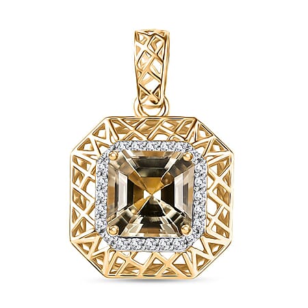 2.24 Ct. Turkizite, White Diamond Halo Pendant in 9K Yellow Gold (I2-GH) 2.24 Ct. Turkizite, White Diamond Halo Pendant in 9K Yellow Gold (I2-GH)
