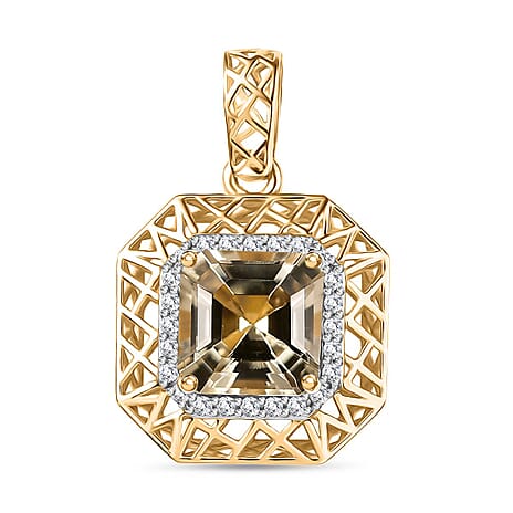 9K Yellow Gold AA Turkizite & White Diamond (I2-GH) Pendant 2.24 Ct.