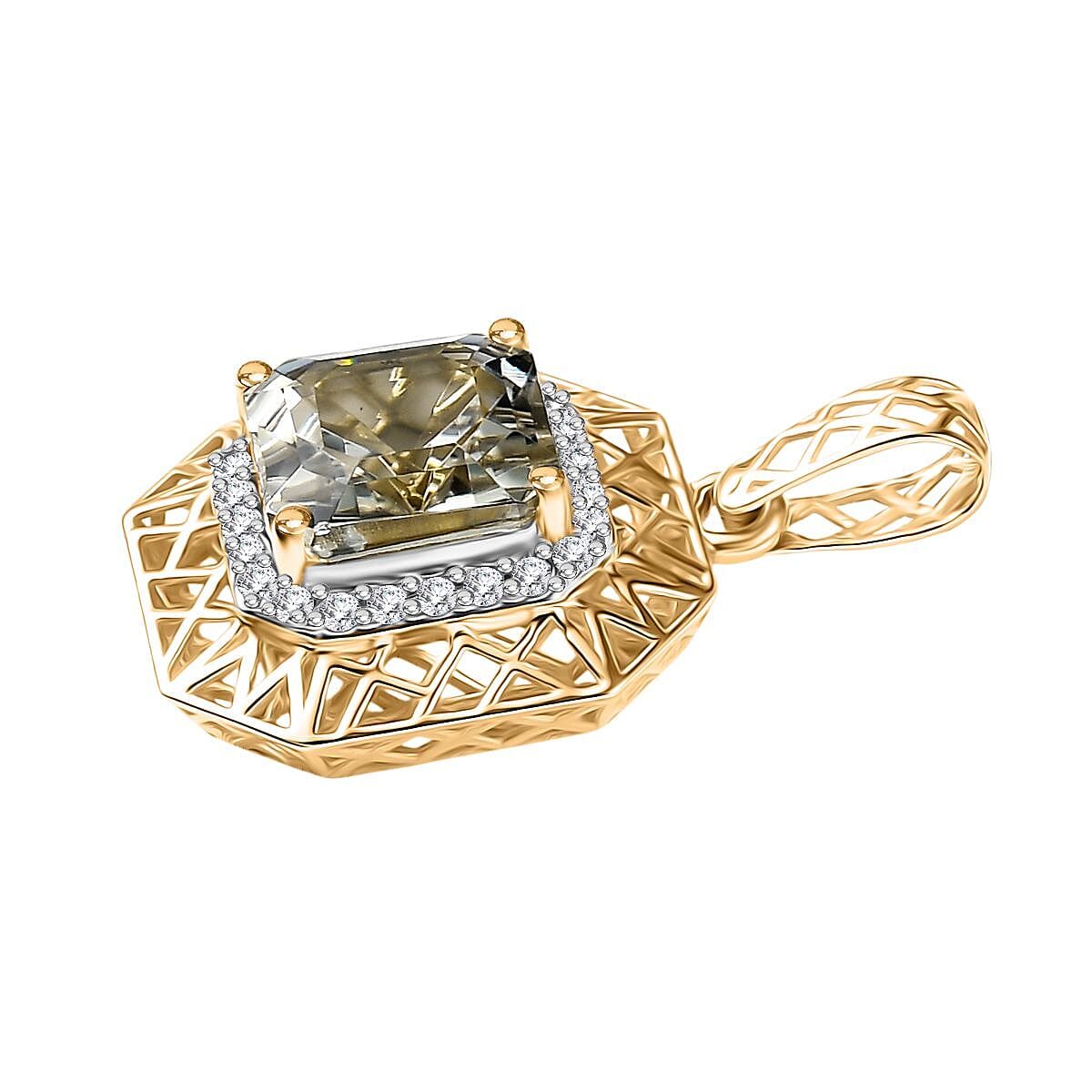 9K Yellow Gold AA Turkizite & White Diamond (I2-GH) Pendant 2.24 Ct.