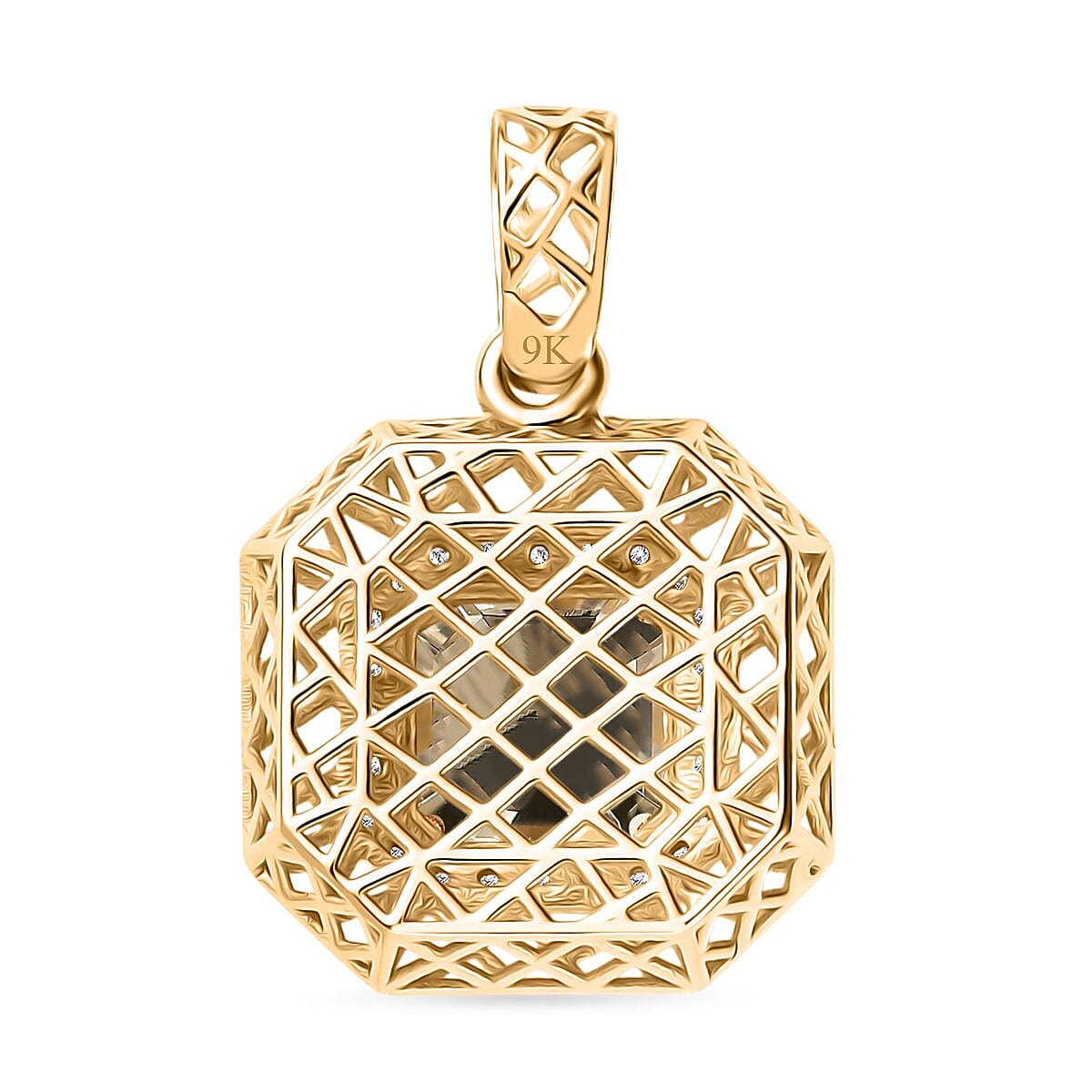 9K Yellow Gold AA Turkizite & White Diamond (I2-GH) Pendant 2.24 Ct.