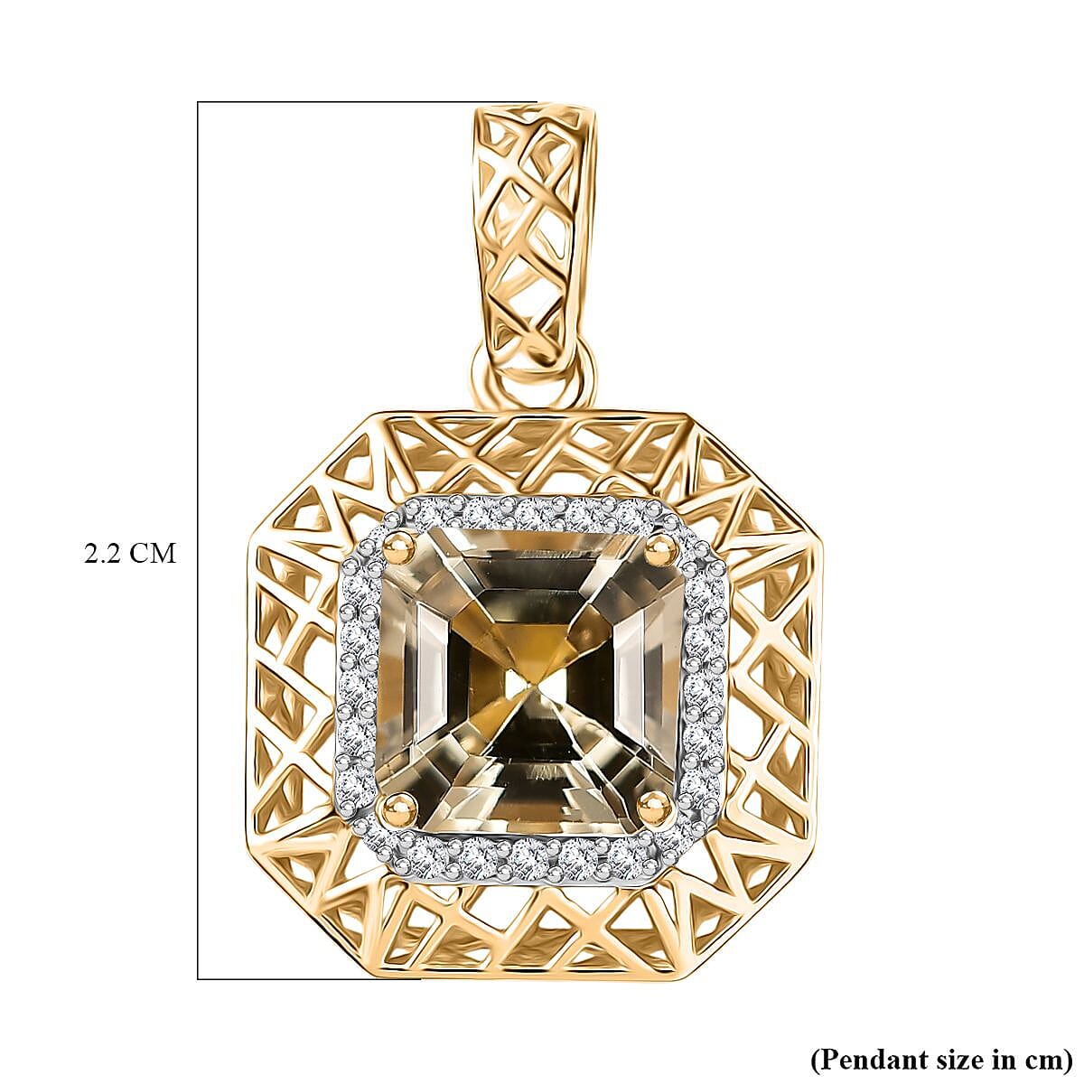 9K Yellow Gold AA Turkizite & White Diamond (I2-GH) Pendant 2.24 Ct.