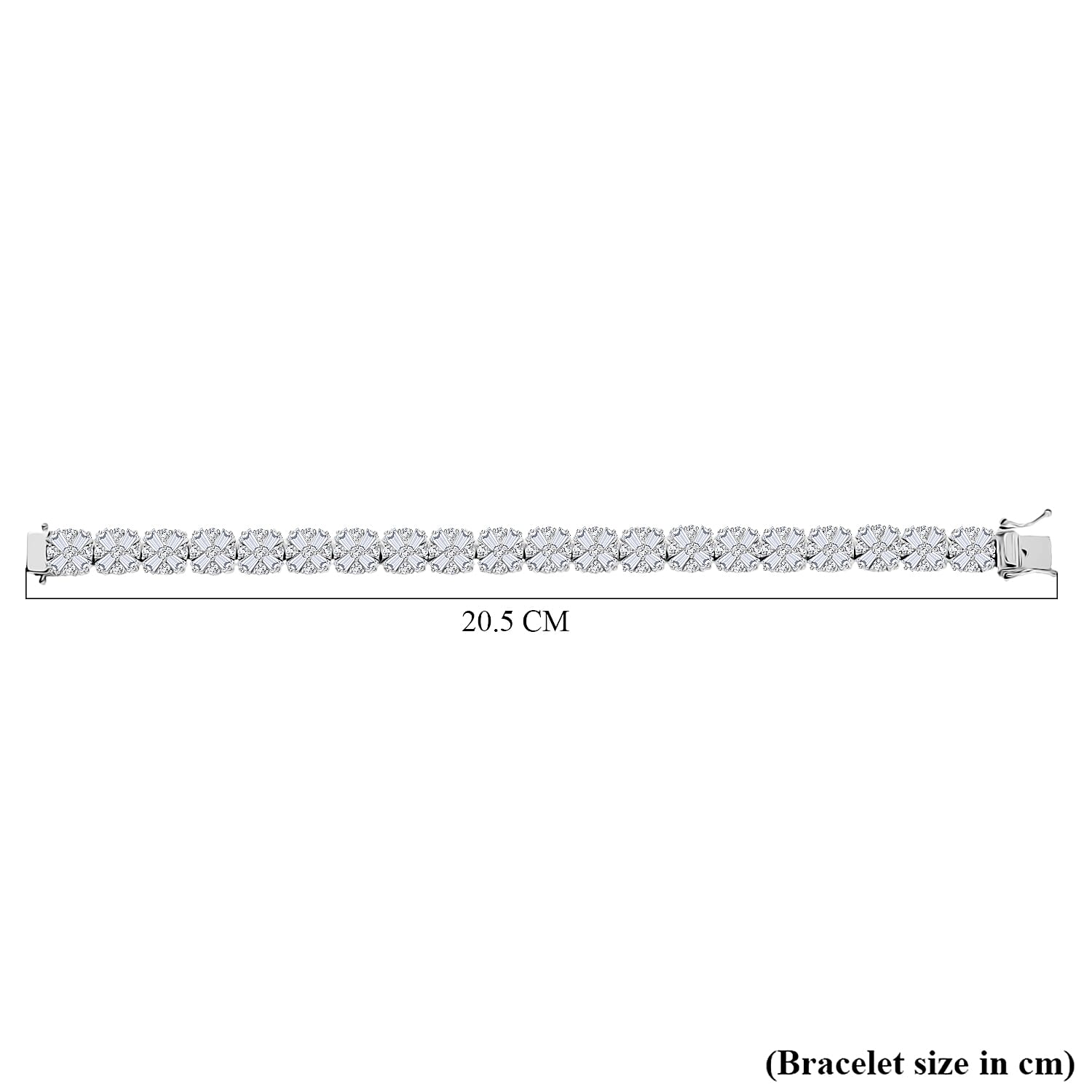 D'Joy Moissanite Cluster Bracelet (Size 7.5) with GB Lock Box in Rhodium Overlay Sterling Silver 20.36 Ct, Silver Wt. 18.10 Gms.