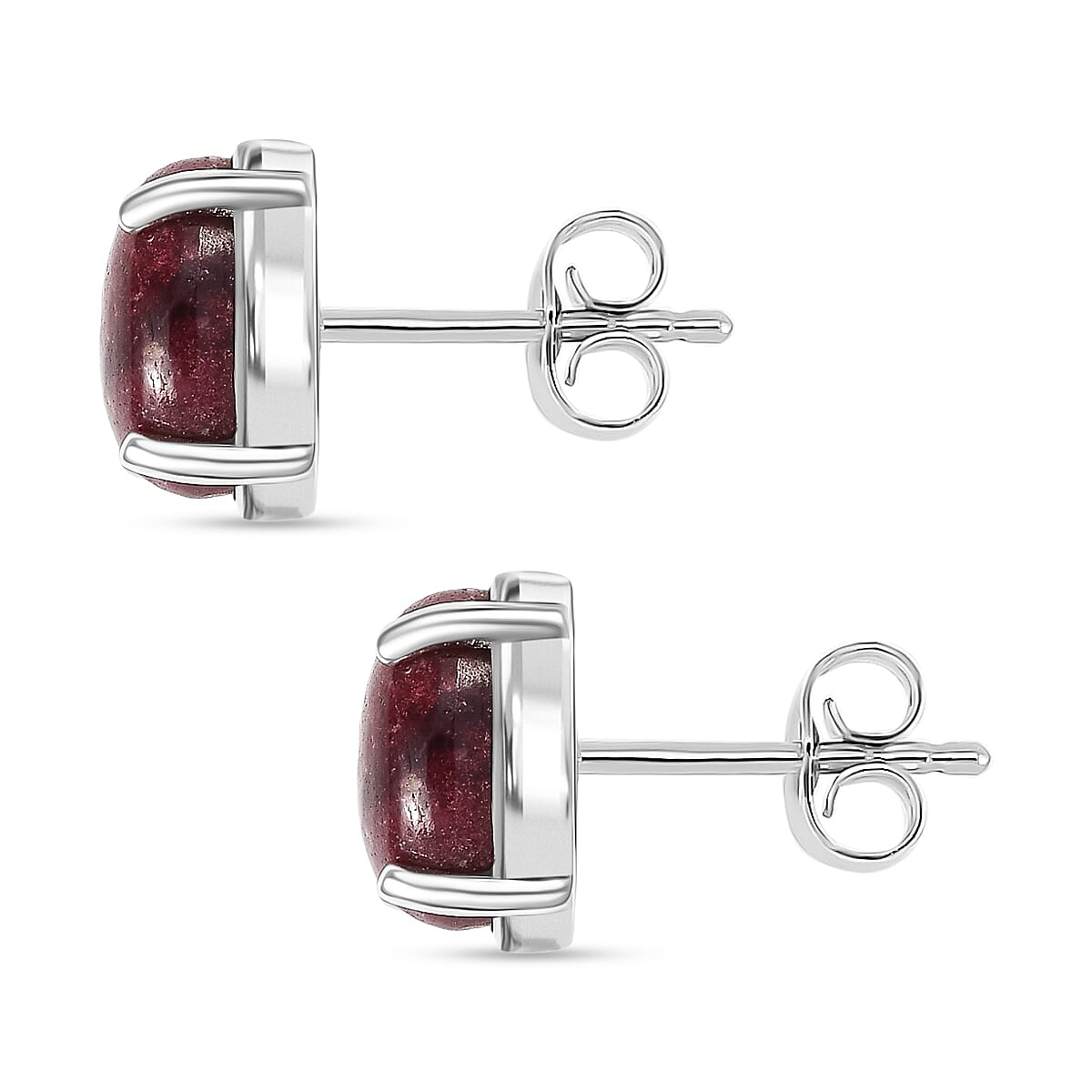 Natural Thulite Earring with Push Back in Platinum Overlay Sterling Silver 3.12 Ct.