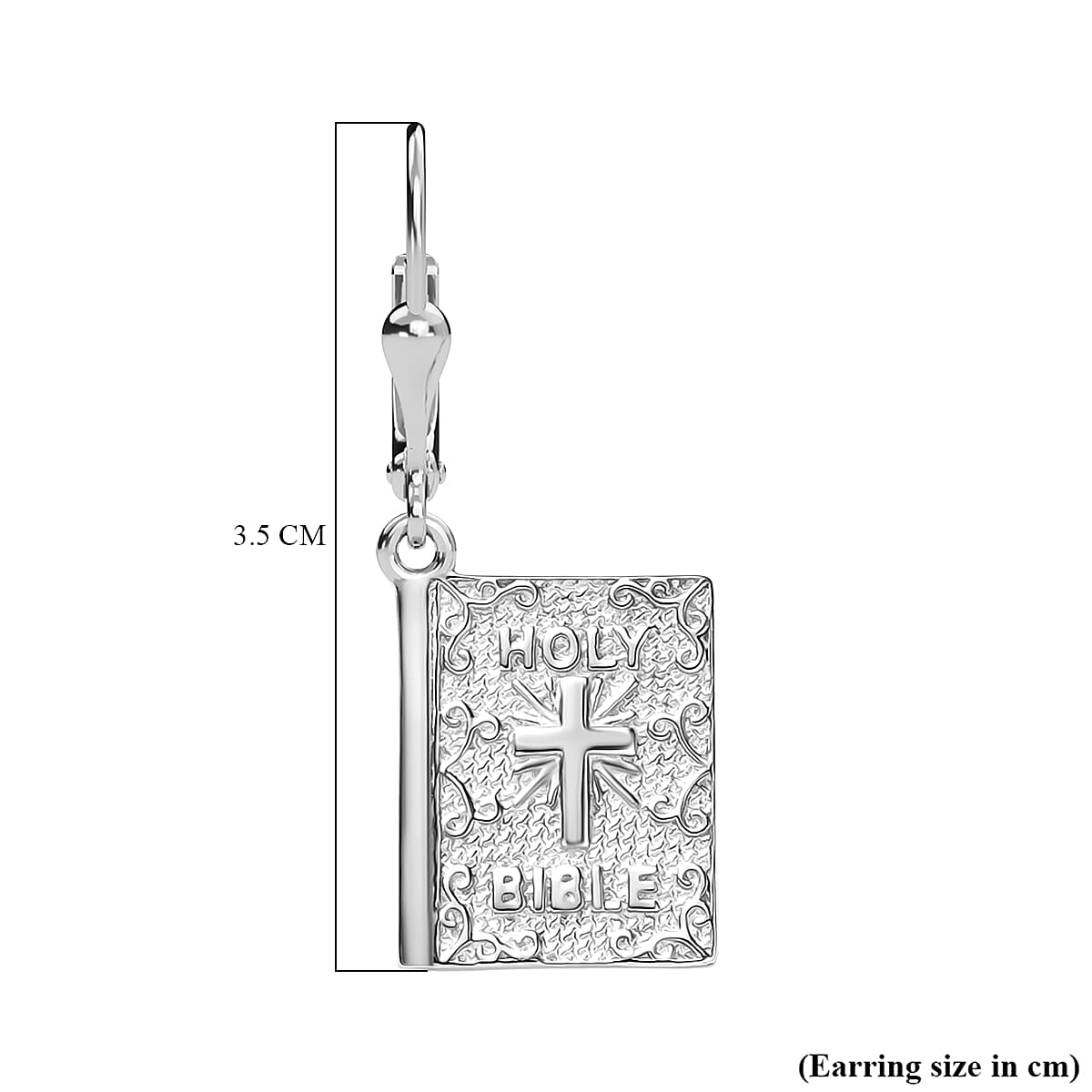 D'Joy Bible Earring with Lever Back in Yellow Gold Plated & Rhodium Overlay Sterling Silver