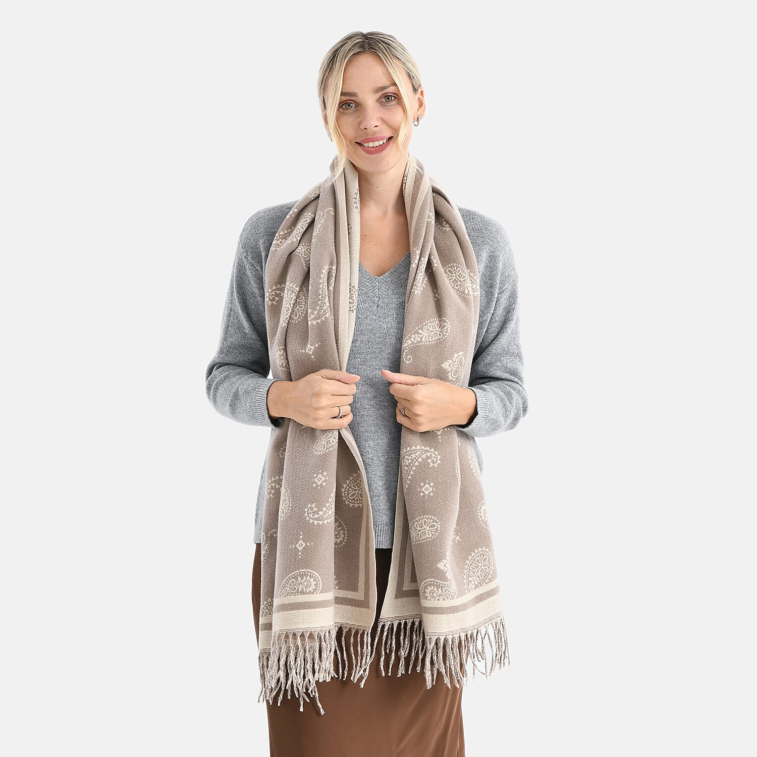 Best Seller Jacquard Shawl (180 X 65 Cm) - Beige