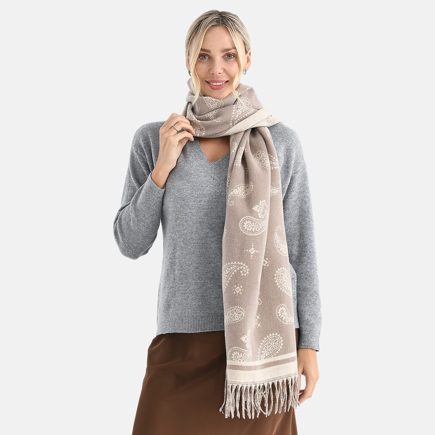 Best Seller Jacquard Shawl (180 X 65 Cm) - Beige