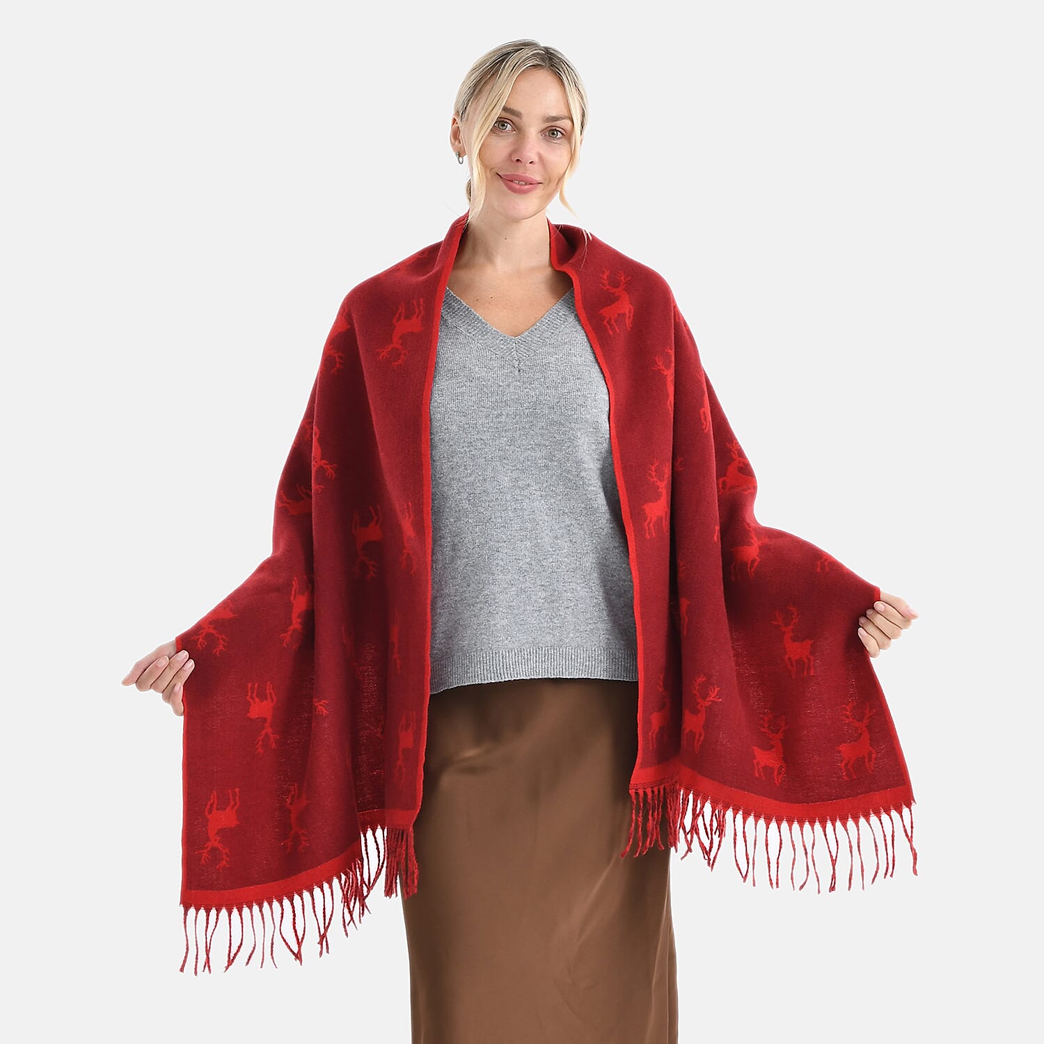 Best Seller Jacquard Shawl (180 X 65 Cm) - Red