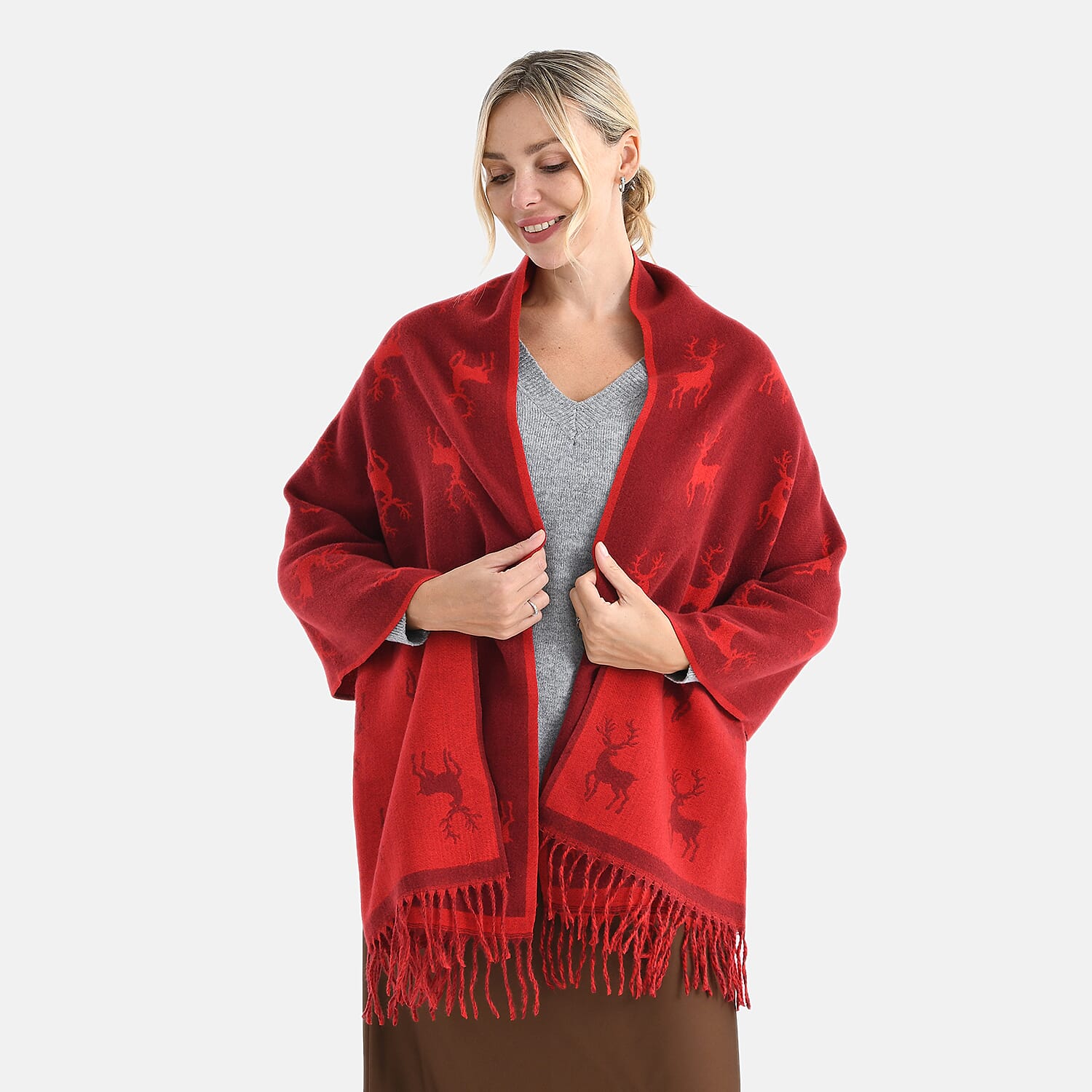 Best Seller Jacquard Shawl (180 X 65 Cm) - Red