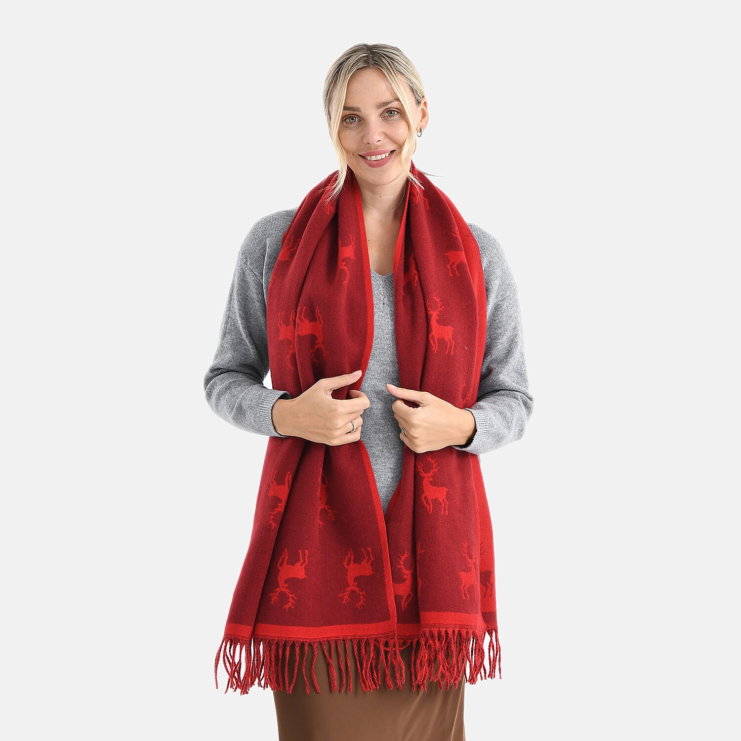 Best Seller Jacquard Shawl (180 X 65 Cm) - Red