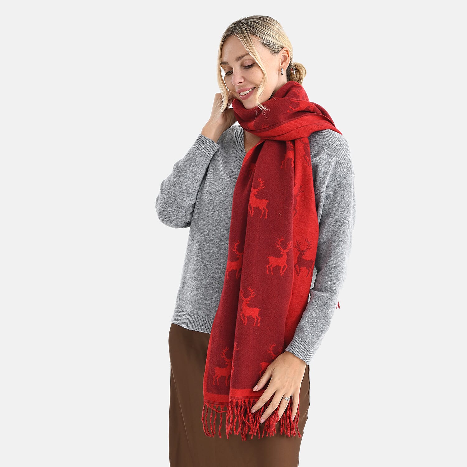 Best Seller Jacquard Shawl (180 X 65 Cm) - Red
