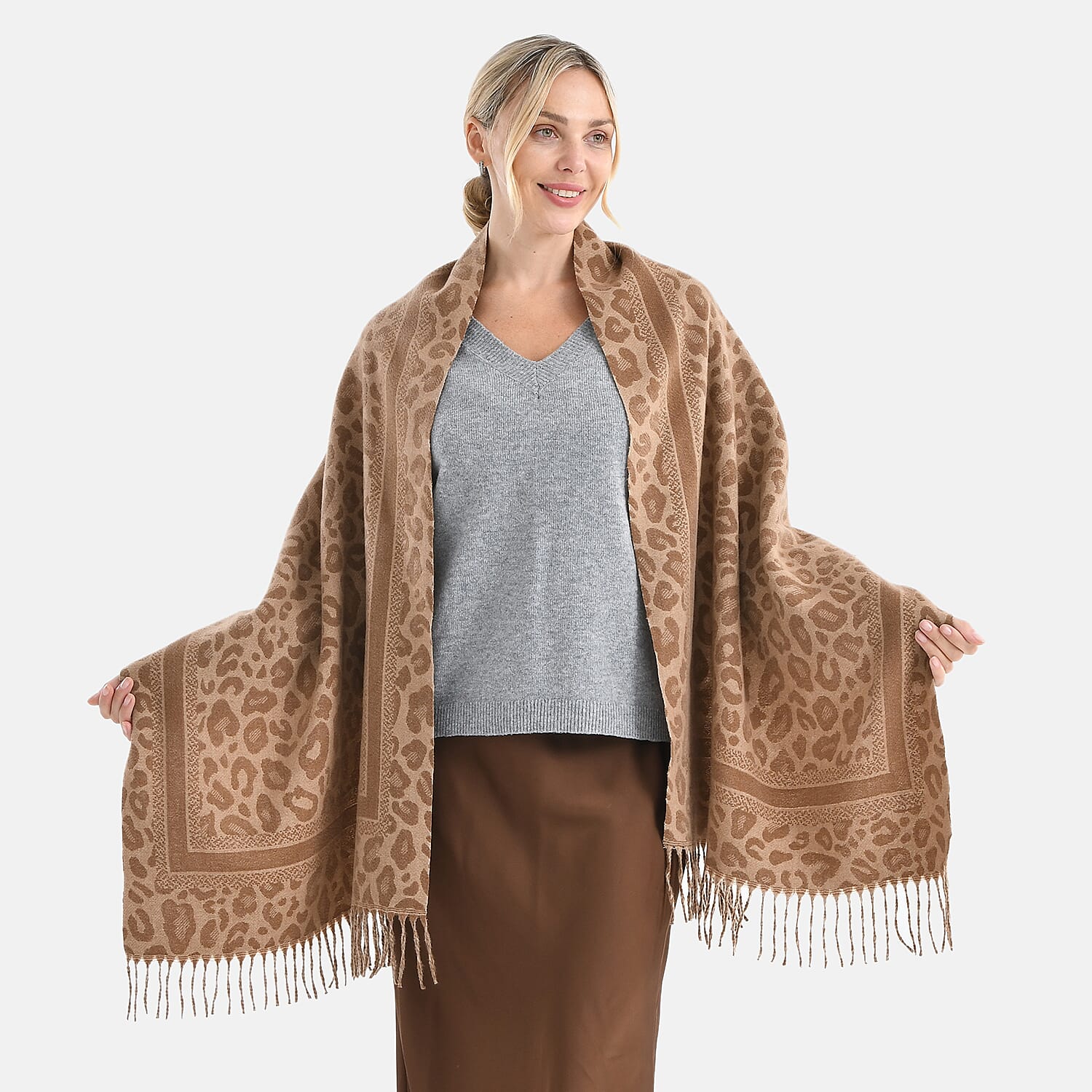Best Seller Jacquard Shawl (180 X 63 Cm) - Brown