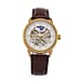 Majesty Automatic Mechanical Movement 3ATM Water Resistant White Hollow Hydraulic Dial Watch with Brown Leather Strap