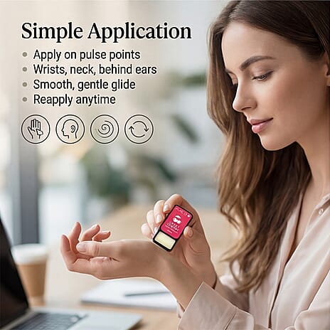 PURE GLO - Set of 6 Perfume Balms - Rose, Vanilla, Cotton Candy, Cherry, Strawberry - Black Whisper (10g Each)