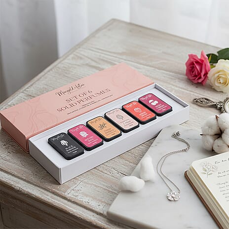6 Piece Ladies Alcohol Free Perfume Balm Set - British Rose, Cotton Candy, Warm Vanilla, Sweet Cherry, Strawberry and BlackWhisper