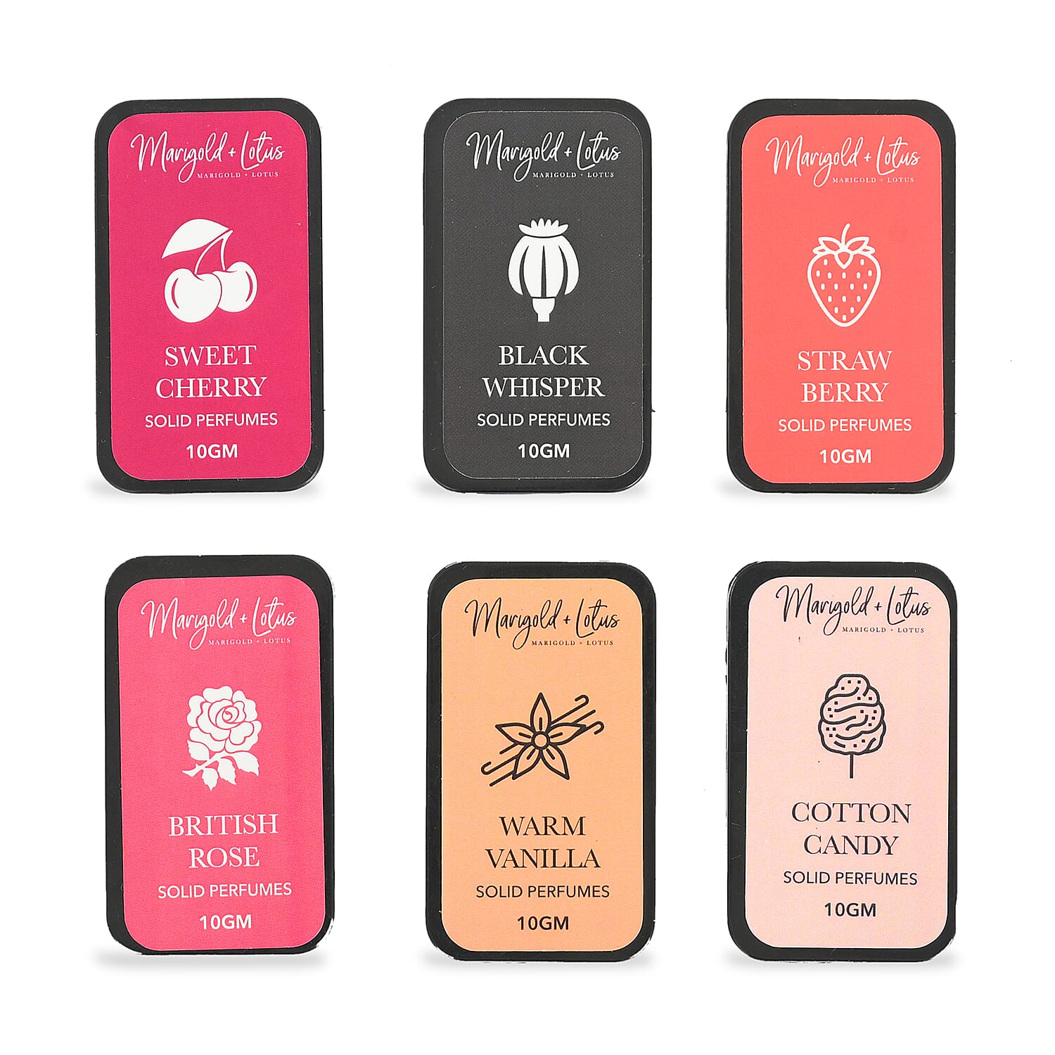 6-Pack Womens Solid Cologne Set (10g) - Marigold & Lotus