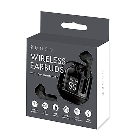 Wirelss Digital Case Earbuds - Black