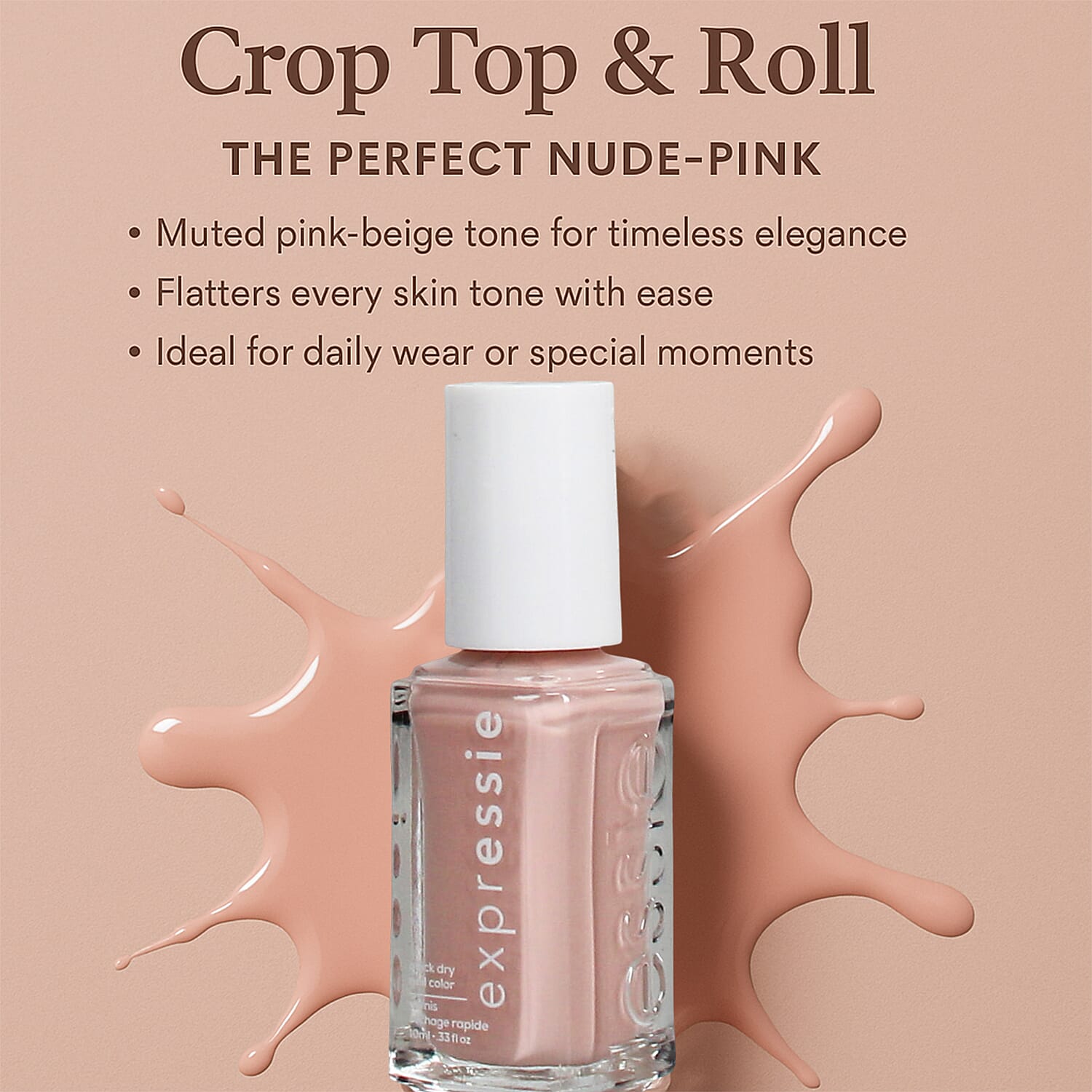 ESSIE Expressie Nail Polish Crop Top & Roll - 10ml