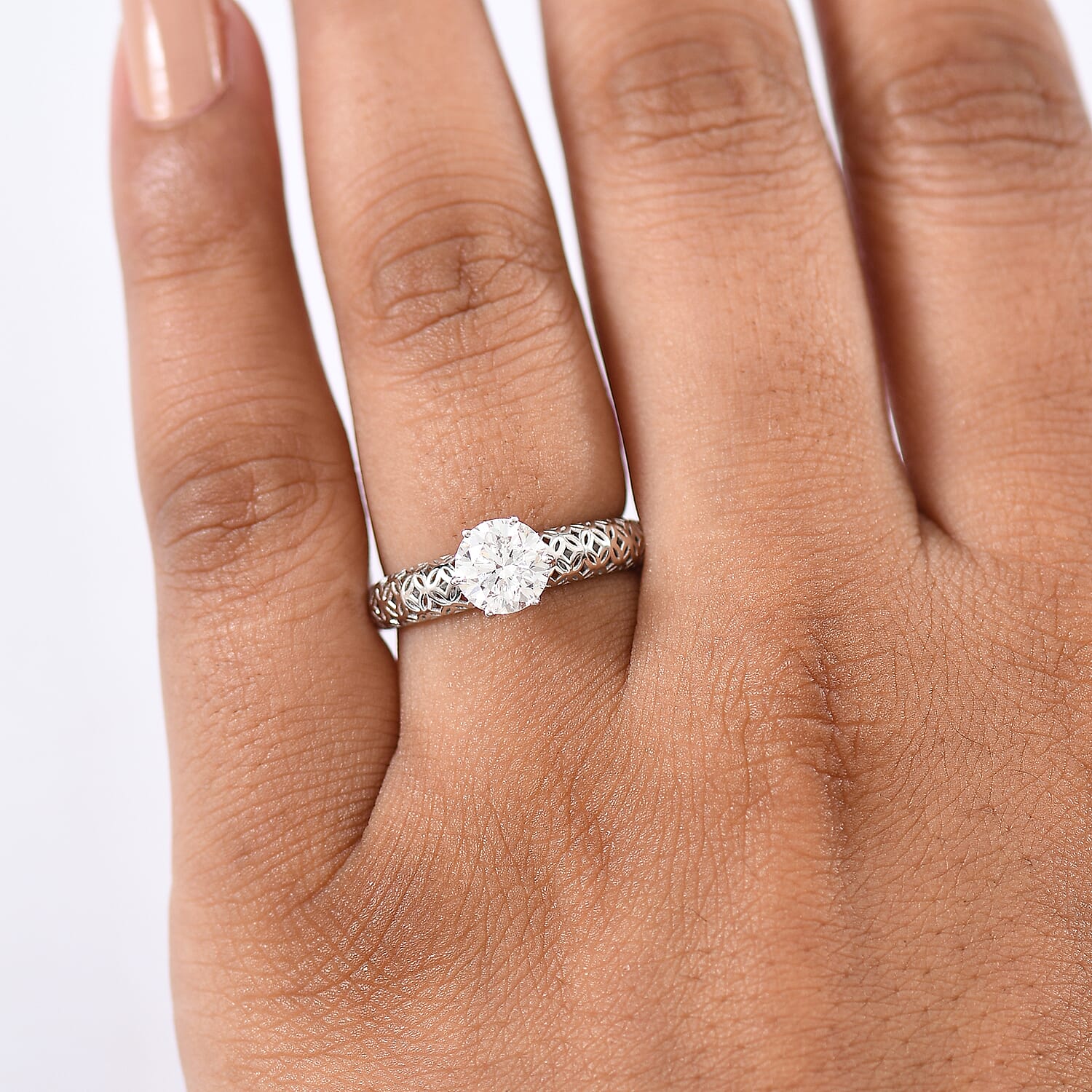 Luxuriant 9K White Gold SGL Certified Lab Grown Diamond (SI-GH) Solitaire Ring 1.00 Ct.