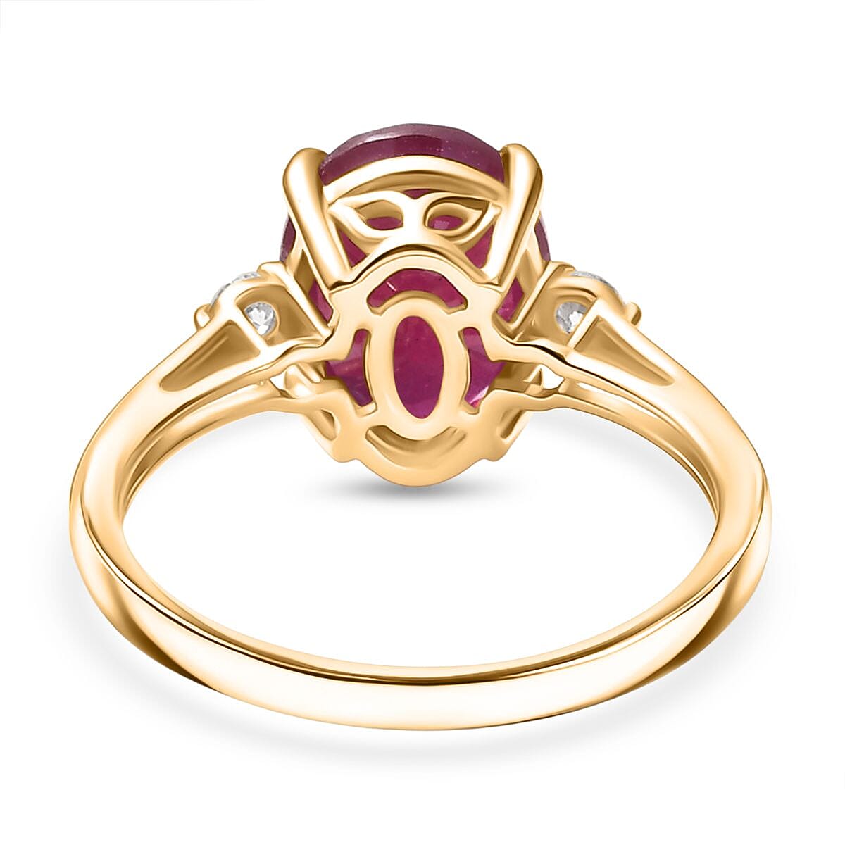 9K Yellow Gold AA African Ruby & Lab Grown Diamond (SI-GH) Ring 4.21 Ct.