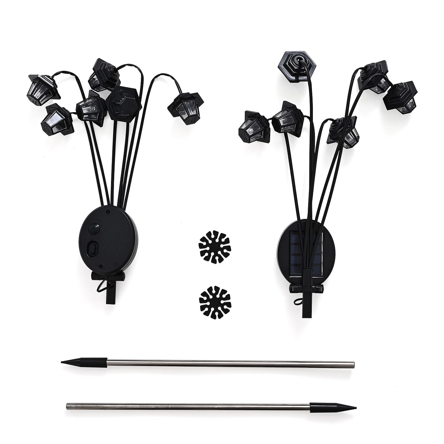 Set of 2 Solar Firefly Garden Lights - Warm White LED Starburst Swaying Lights (64cm), 8 Modes Waterproof Outdoor Path & Patio Decoration - Black