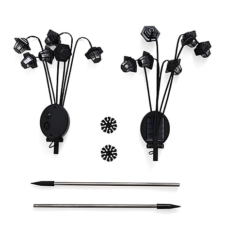 Set of 2 Solar Firefly Garden Lights - Warm White LED Starburst Swaying Lights (64cm), 8 Modes Waterproof Outdoor Path & Patio Decoration - Black