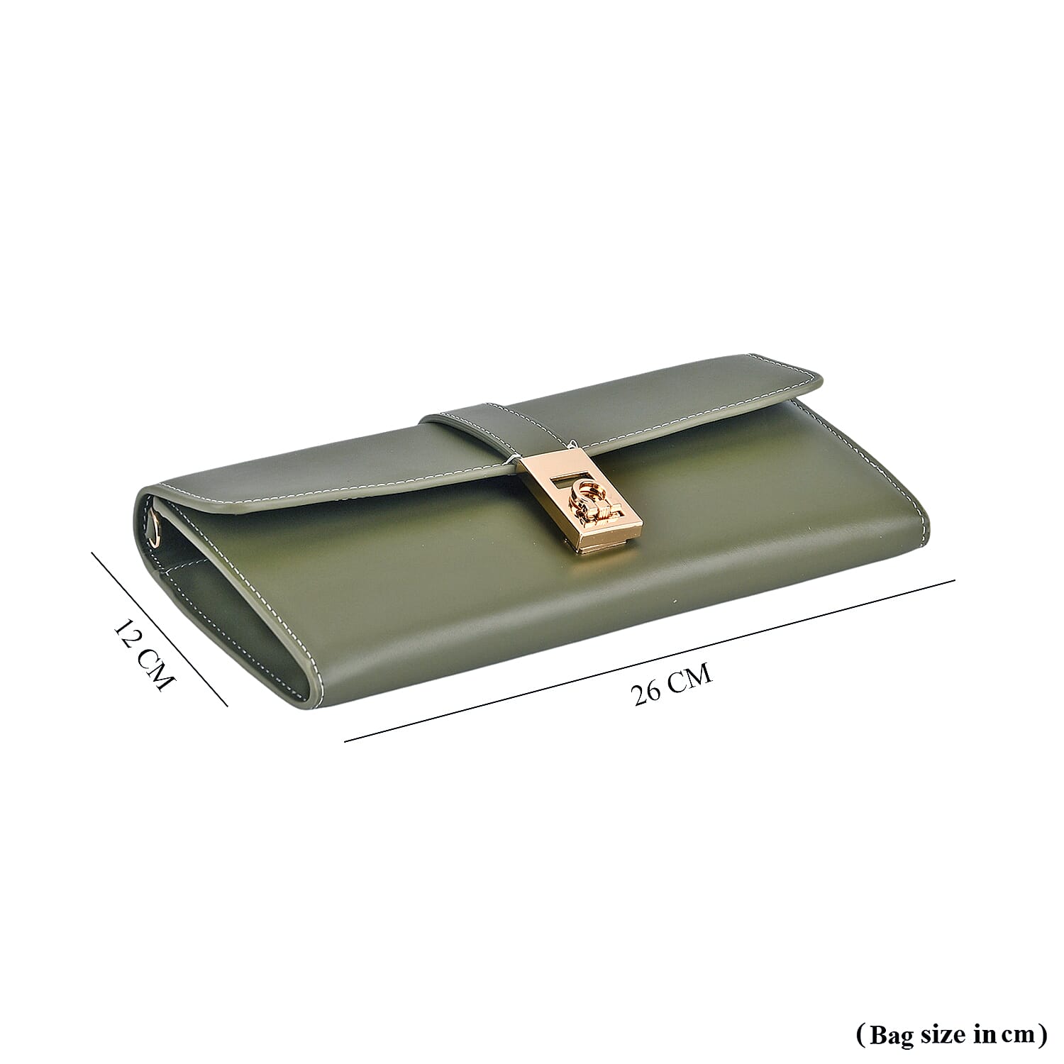 Genuine Leather RFID Blocking Travel Clutch with Chain Strap - Olive Green