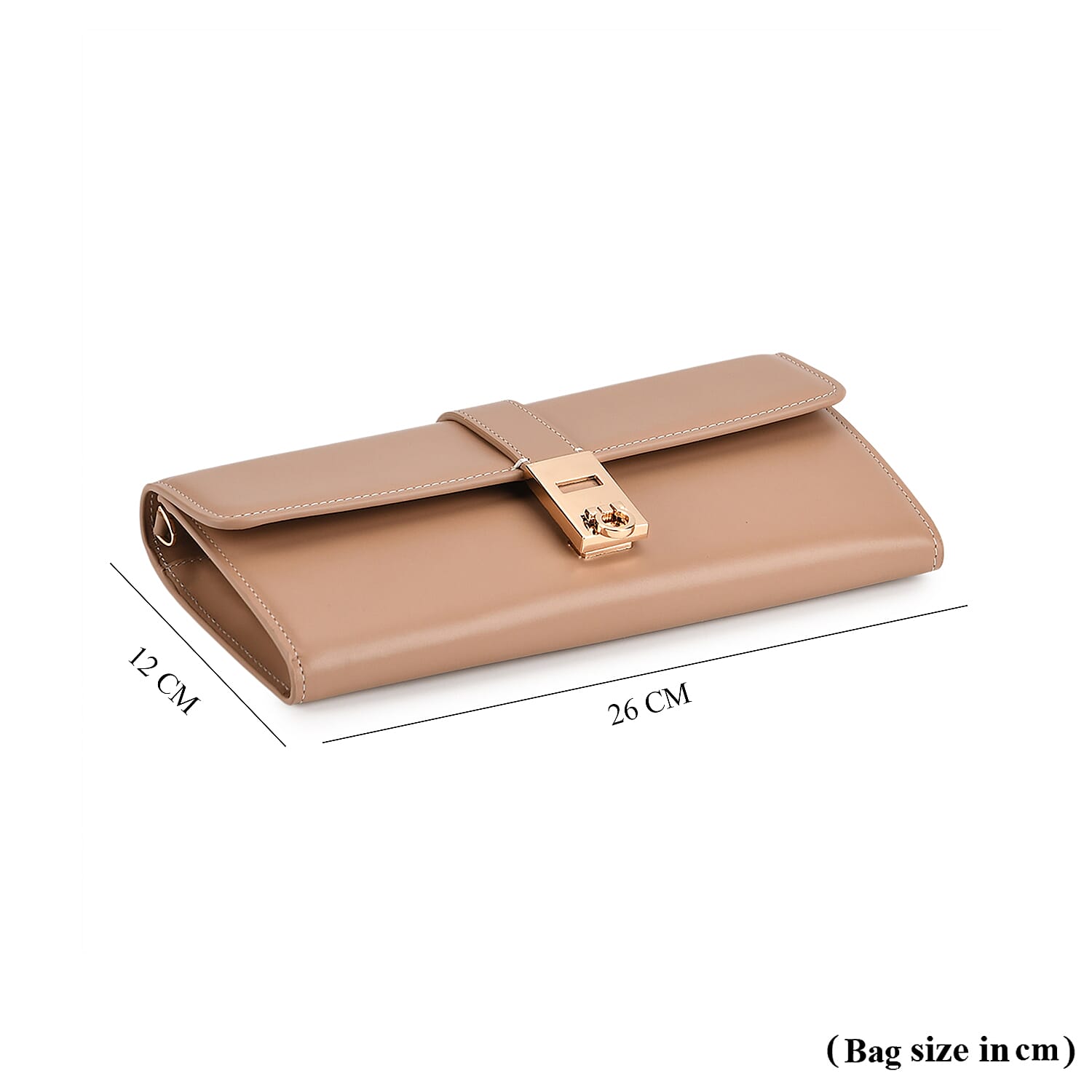 Genuine Leather RFID Blocking Travel Clutch with Chain Strap - Nude Brown