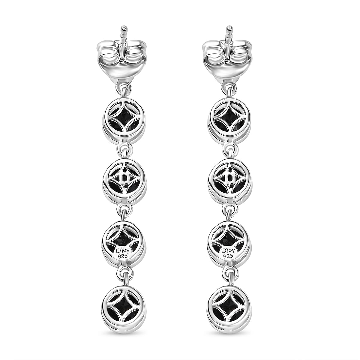 D'Joy Natural Thai Black Spinel Dangling Earring in Platinum Overlay Sterling Silver 4.60 Ct.