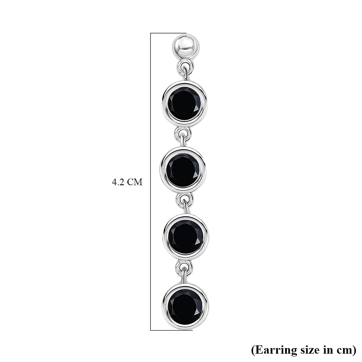 D'Joy Natural Thai Black Spinel Dangling Earring in Platinum Overlay Sterling Silver 4.60 Ct.
