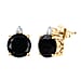 D'Joy Natural Thai Black Spinel & White Zircon Stud Push Post Earring in Platinum Overlay Sterling Silver 4.65 Ct.